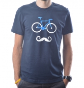 alltricks tee-shirt vintage moustache bleu taille s pour 12